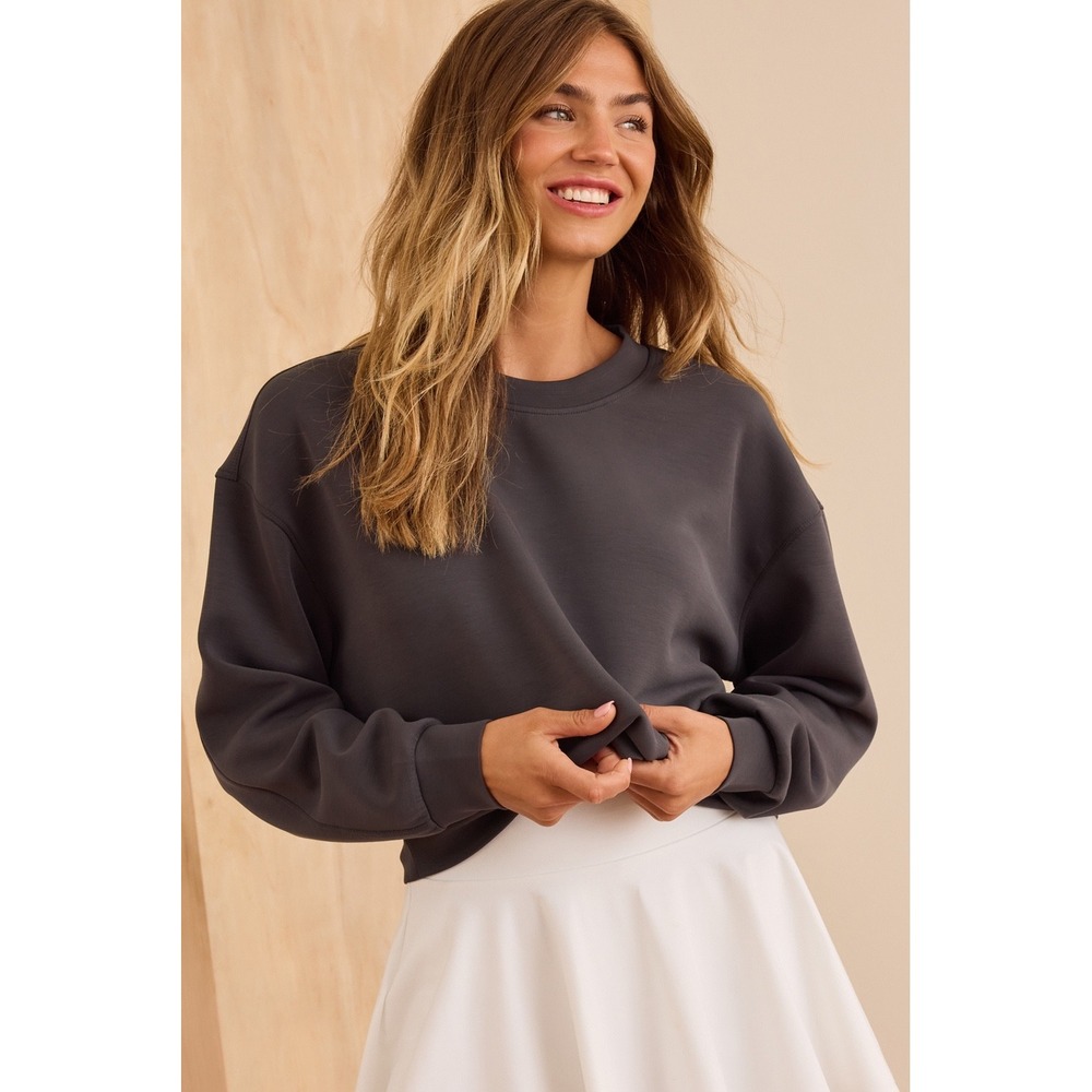 AS Revival Altar'd State Scuba Sweatshirt Charcoal Gray Pullover Size XXS